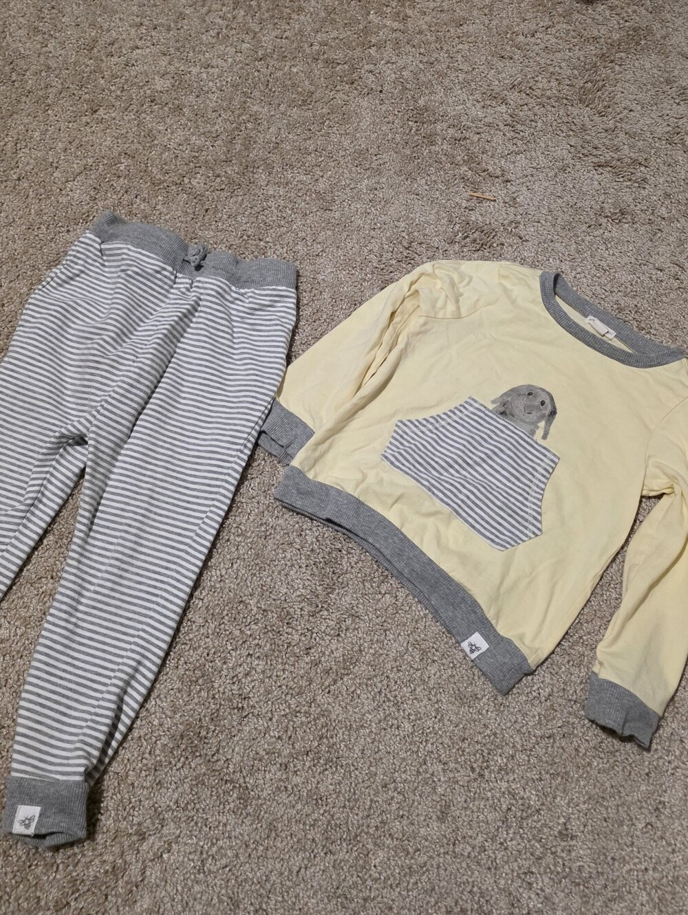 Burt's Bees Baby Yellow and Gray Striped Pajama Set